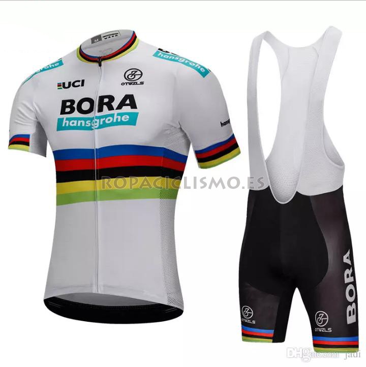 2018 Maillot Uci Mondo Campione Bora Tirantes Mangas Cortas Blan